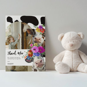 Cute Blommigt Tack Moo Cow Birthday