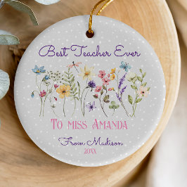 Cute blommigt Teacher jul-pastellblommor Julgransprydnad Keramik