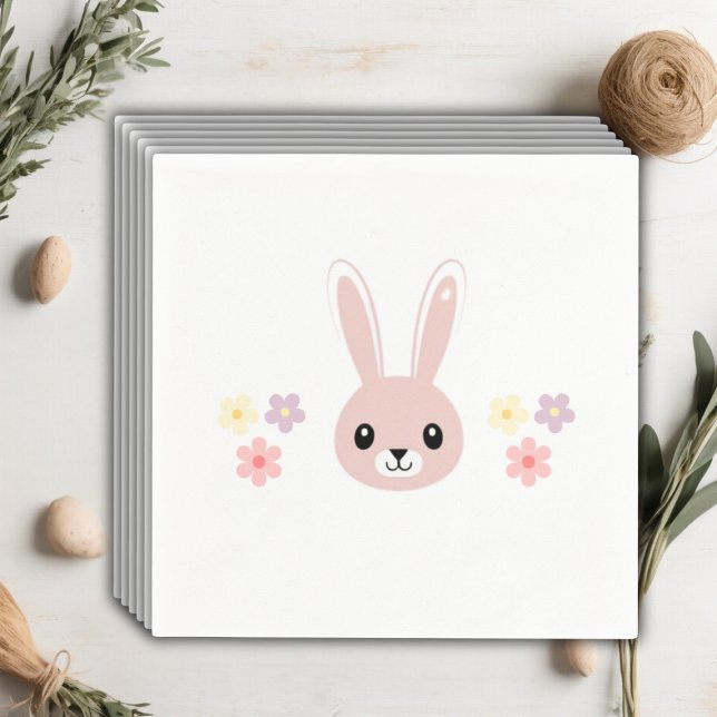 Cute Blommigt Tiny Hopper Bunny Baby Shower Pappersservett (Skapare uppladdad)