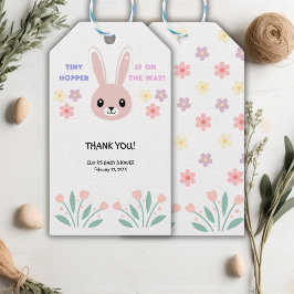 Cute Blommigt Tiny Hopper Bunny Baby Shower Presentetikett