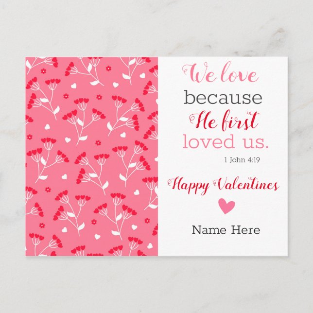 Cute Blommigt Valentine Vykort (Framsida)