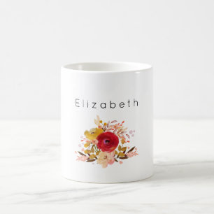 Cute Blommigt Watercolor Bouquet Personlig Kaffemugg