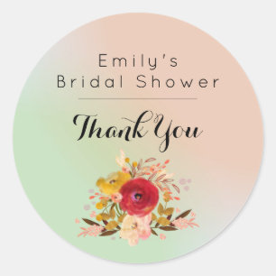 Cute Blommigt Watercolor Bouquet Tack Runt Klistermärke