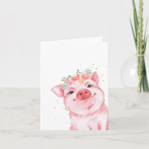 Cute Blommigt Watercolor Gris Kort