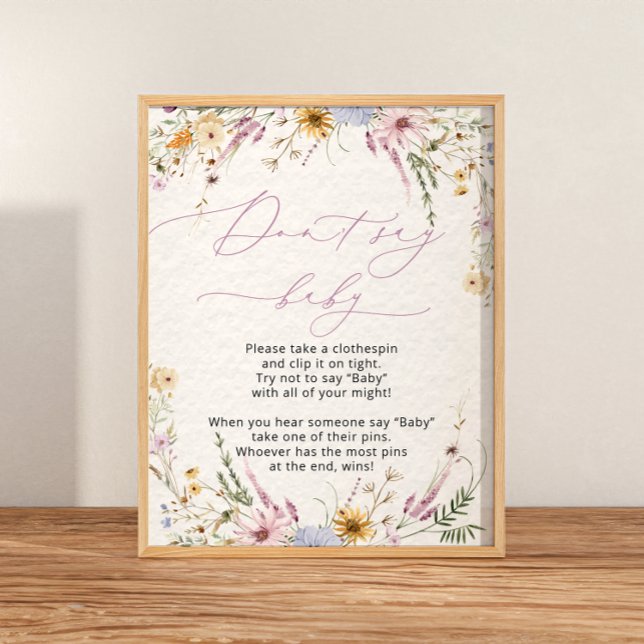 Cute Blommigt Wildblommor Säg inte att Baby Poster (Skapare uppladdad)