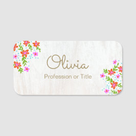 Cute Blommigt Wood Namn bricka Namnbricka