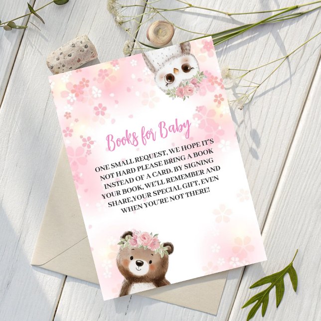 Cute Blommigt Woodland Animals Bokar för Baby Card Tilläggskort (Skapare uppladdad)