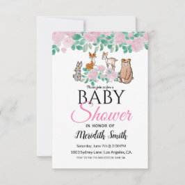 Cute Blommigt Woodland Baby djur | Babyskor Inbjudningar