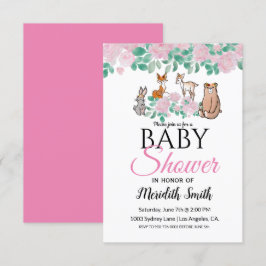 Cute Blommigt Woodland Baby djur | Babyskor Inbjudningar