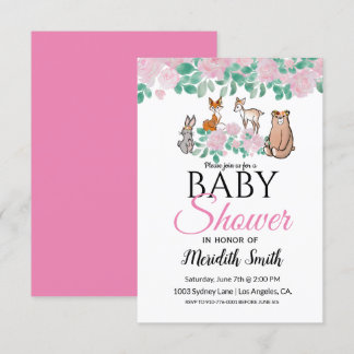 Cute Blommigt Woodland Baby djur | Babyskor Inbjudningar