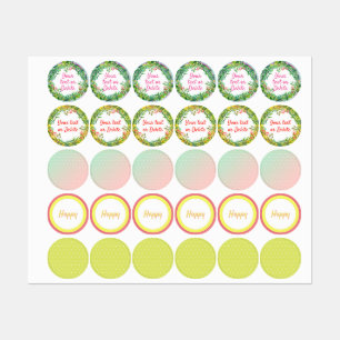 Cute blommigt wreths flickaktigt dotty mönster set klistermärke
