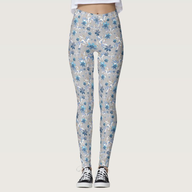 Cute blommönster , blommor , blommönster leggings (Framsida)