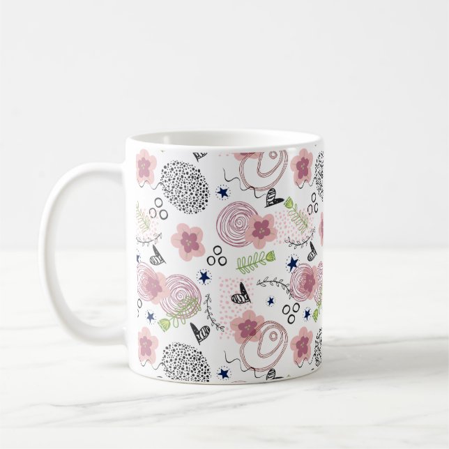 Cute-Blommönster Kaffemugg (Vänster)