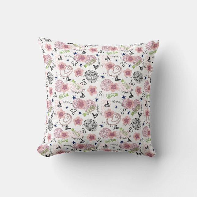 Cute-Blommönster Kudde (Framsida)