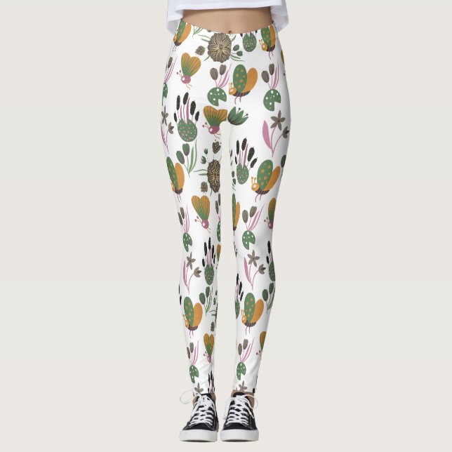 Cute-Blommönster Leggings (Framsida)