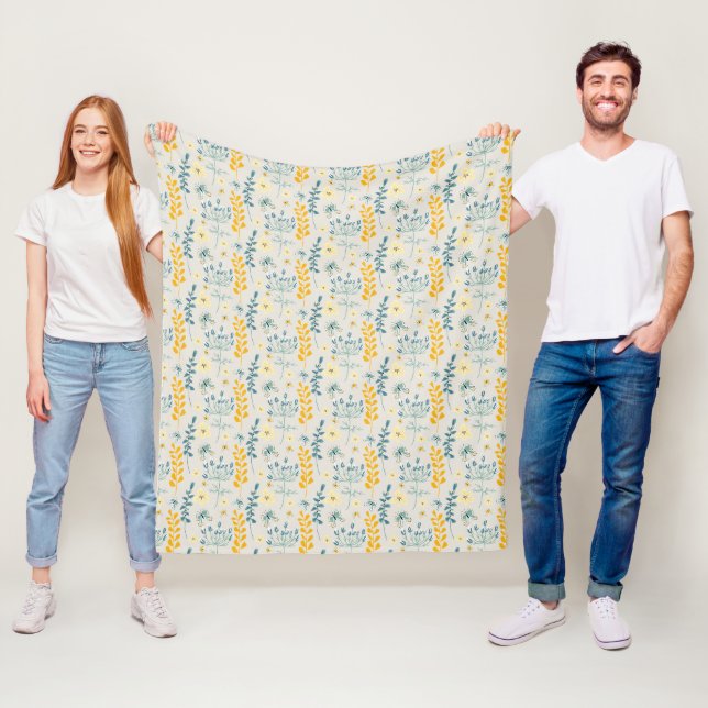 Cute blommönster med fjärilar fleecefilt (På plats)