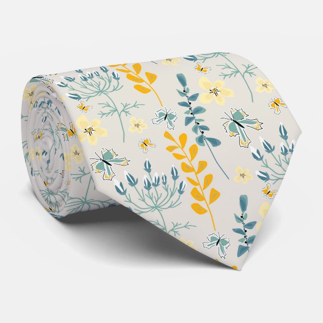 Cute blommönster med fjärilar slips (Rullad)