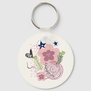 Cute-Blommönster Nyckelring