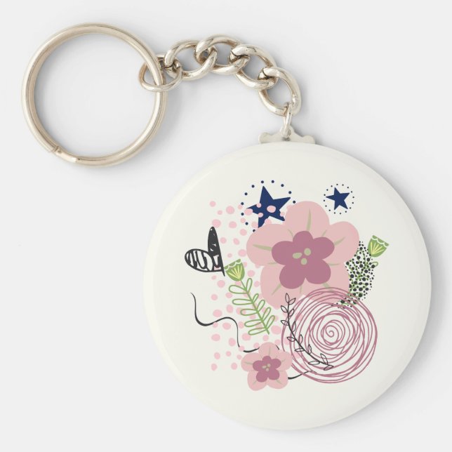 Cute-Blommönster Nyckelring (Framsidan)