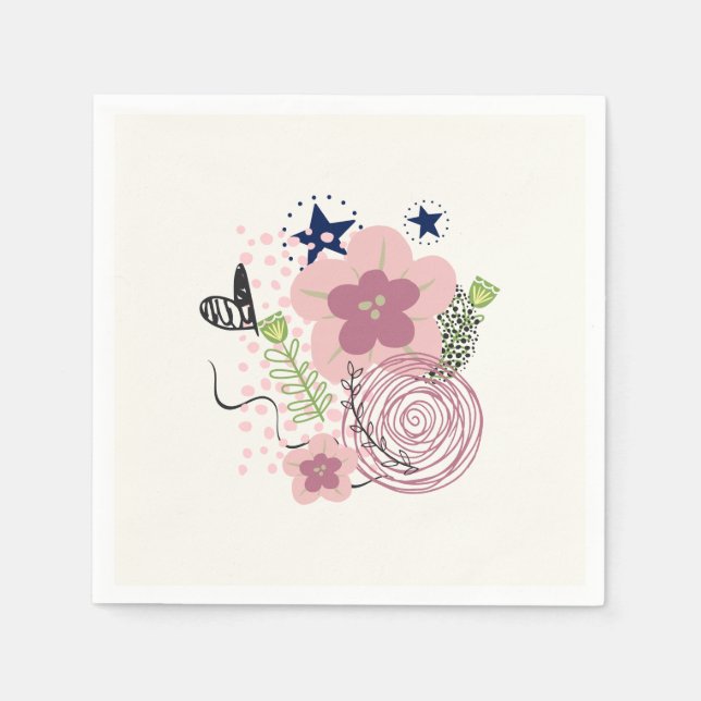 Cute-Blommönster Pappersservett (Framsidan)