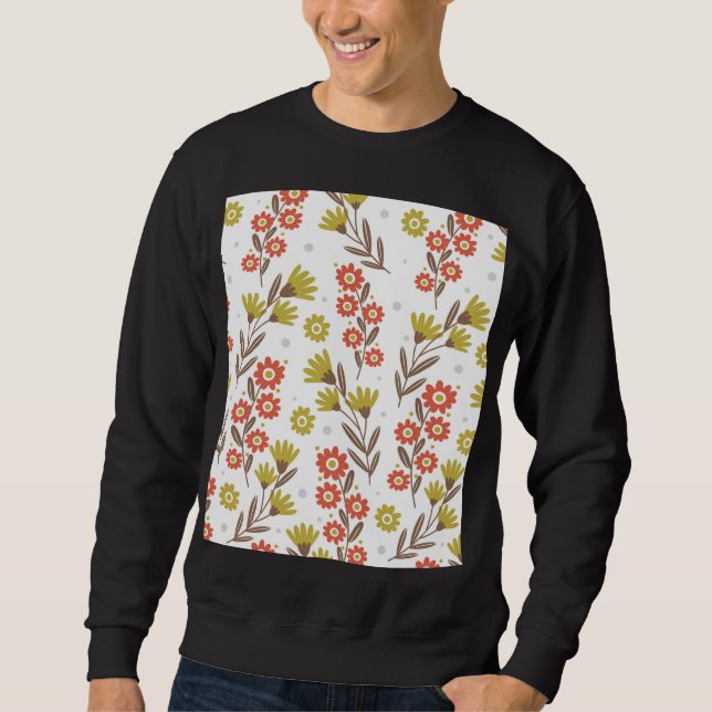 Cute blommönster, sömlös bakgrund. lång ärmad tröja (Framsida)