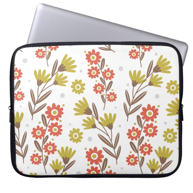 Cute blommönster, sömlös bakgrund. laptop fodral (Framsidan)