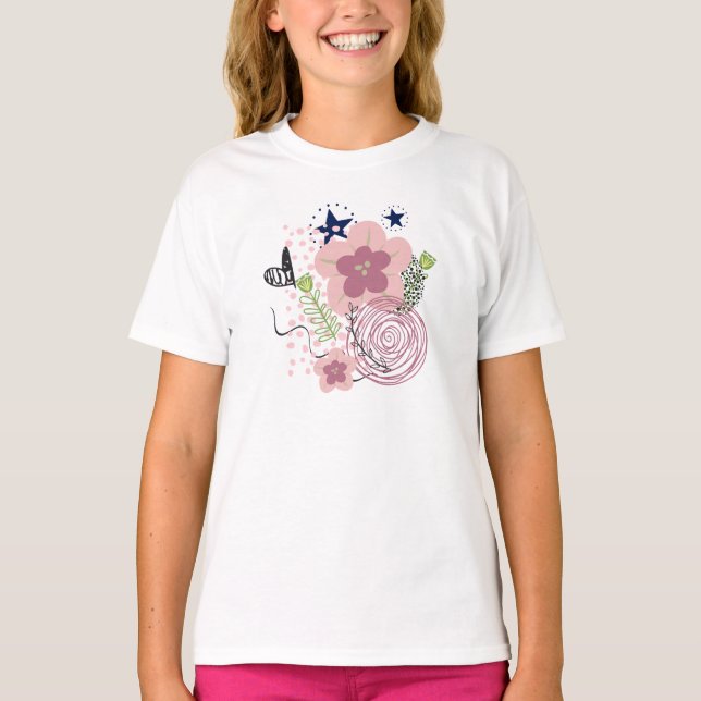 Cute-Blommönster T Shirt (Framsida)