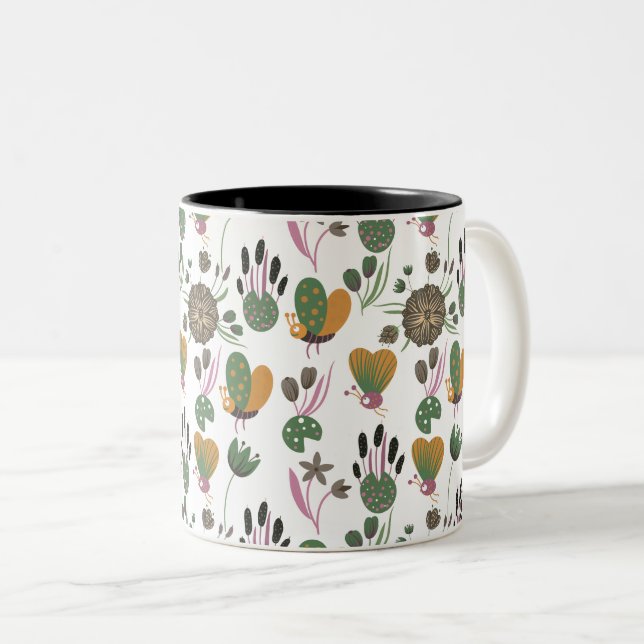 Cute-Blommönster Två-Tonad Mugg (Framsida höger)