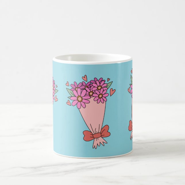 Cute-blommor kärlek teckning kaffemugg (Center)