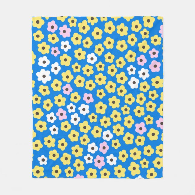 Cute-blommor: Sömlös tecknad mönster. Fleecefilt (Framsidan)