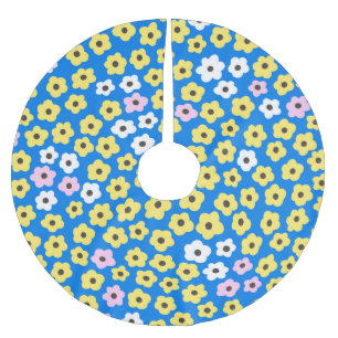 Cute-blommor: Sömlös tecknad mönster. Julgransmatta Borstad Polyester