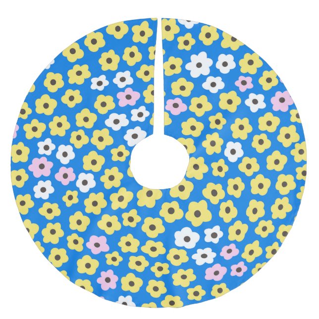 Cute-blommor: Sömlös tecknad mönster. Julgransmatta Borstad Polyester (Framsidan)