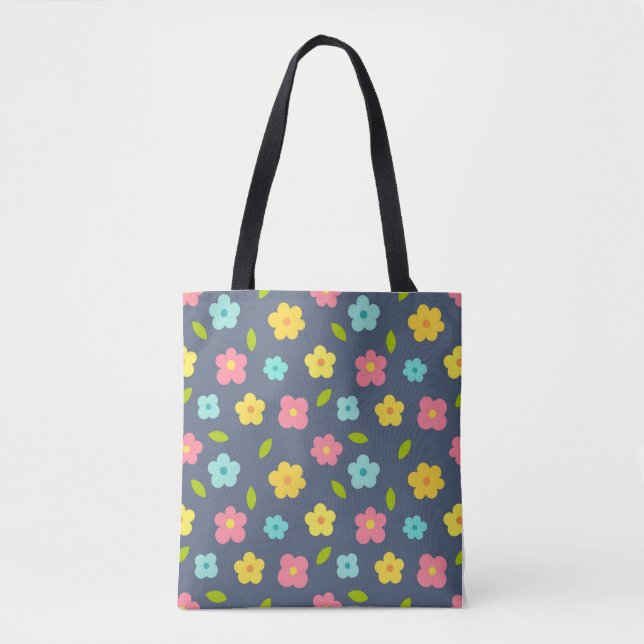 Cute Blommor Tote Bag Tygkasse (Framsida)