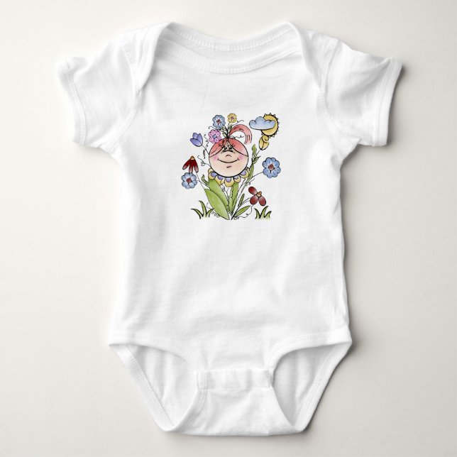 Cute Blomsterträdgård Fairy Tee Shirt (Framsida)