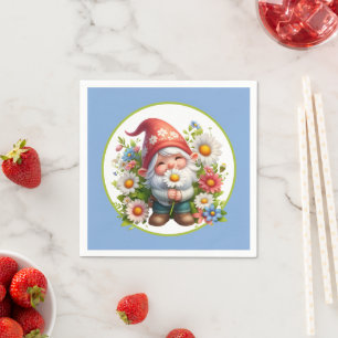 Cute blomsterträdgård party gnome pappersservett