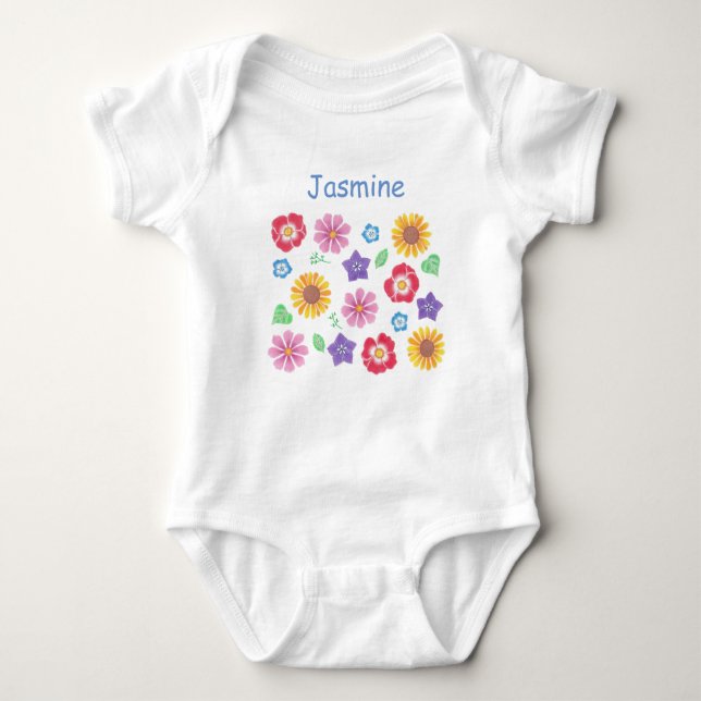 Cute Blomsterträdgård Soft Färg Baby Bodykostym T Shirt (Framsida)