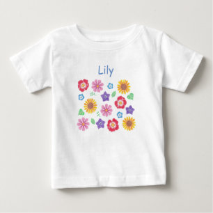 Cute Blomsterträdgård Soft Färg Baby T-Shirt