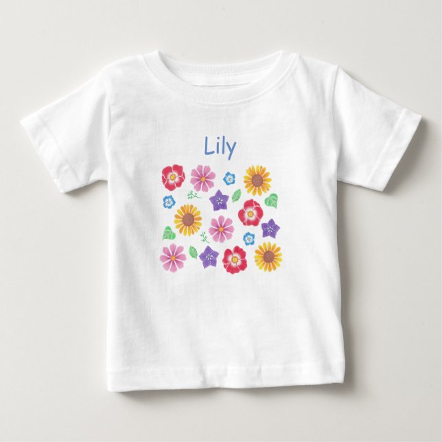 Cute Blomsterträdgård Soft Färg Baby T-Shirt (Framsida)
