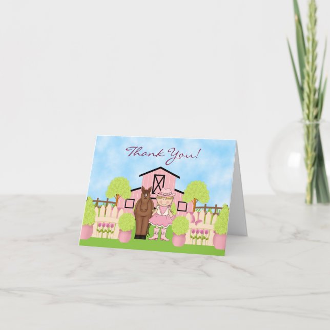 Cute Blond Cowgirl och Brown Horse Tack (Framsida)