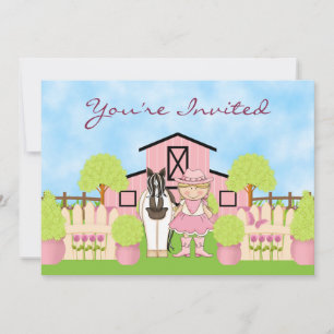 Cute Blond Cowgirl och Paint Horse Birthday Inbjud Inbjudningar