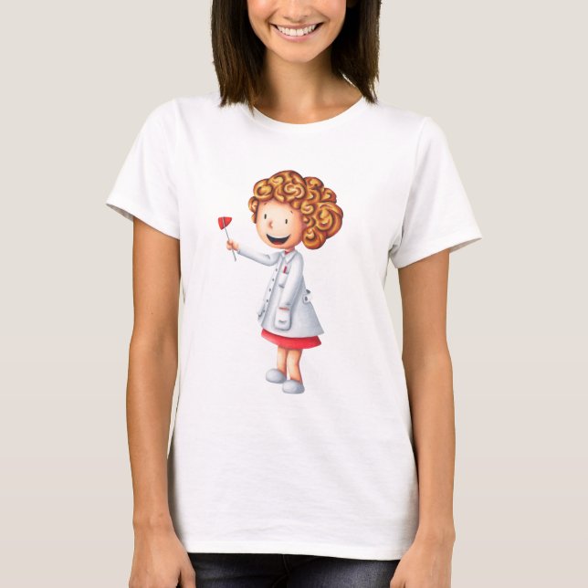 Cute Blond Nurse Illustrate T Shirt (Framsida)