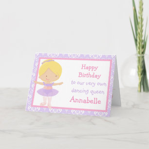 Cute Blonde Ballerina Birthday Card Kort