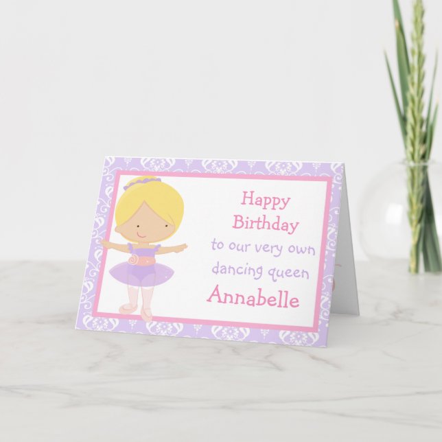 Cute Blonde Ballerina Birthday Card Kort (Framsida)