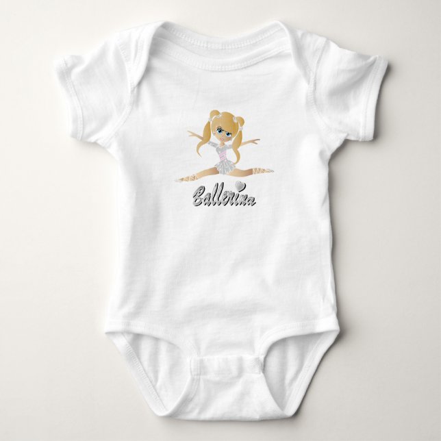 Cute Blonde Ballerina Girl Dancer T Shirt (Framsida)