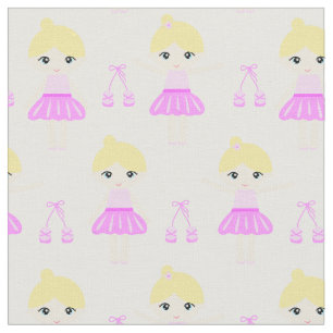 Cute blonde ballerina i en rosa klänning tyg