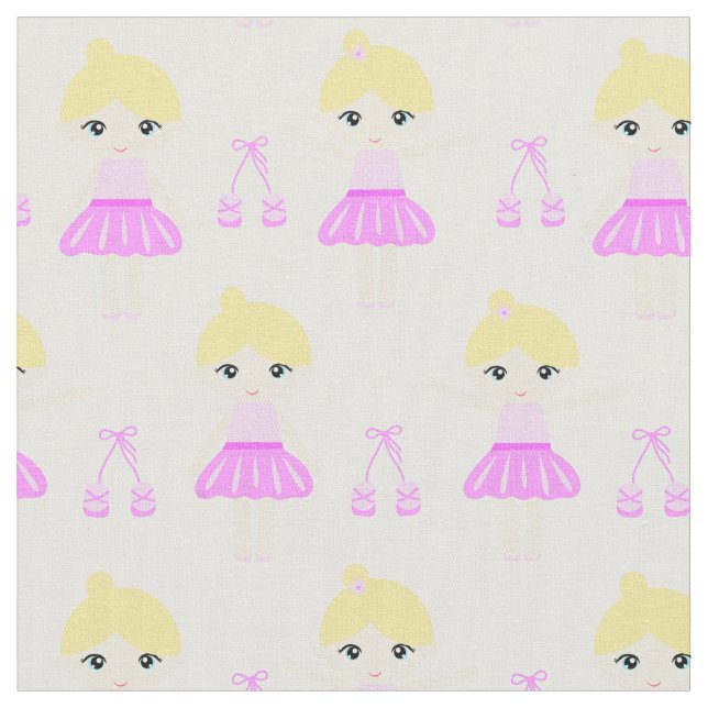 Cute blonde ballerina i en rosa klänning tyg (Närbild)