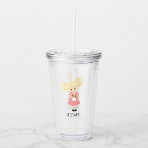 Cute Blonde Birthday Girl and Puppy Take Away Mugg