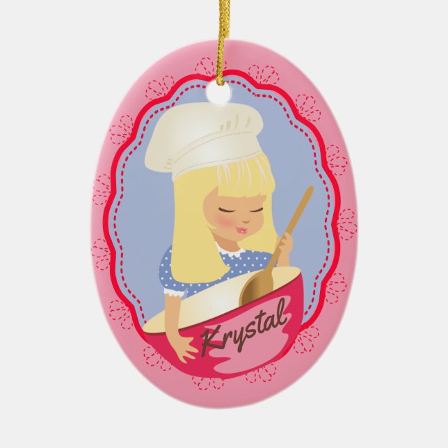 Cute blonde brud-personlig, bakare jul julgransprydnad keramik (Framsidan)