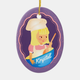 Cute blonde brud-personlig, bakare jul julgransprydnad keramik