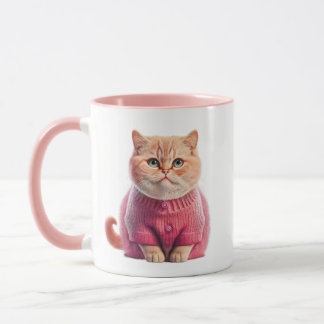 Cute Blonde Cat Mugg med Rosa Jackar - "Purrr"